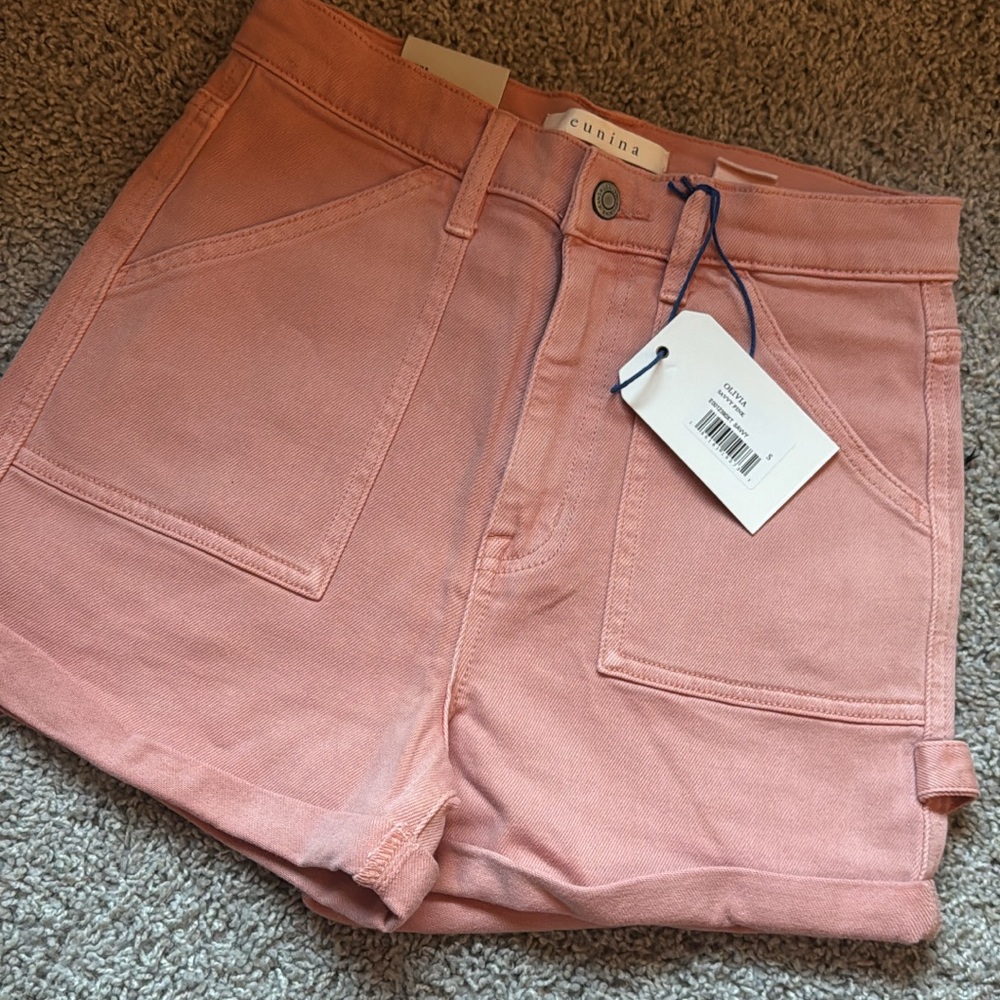 Pink High-Rise Utility Shorts